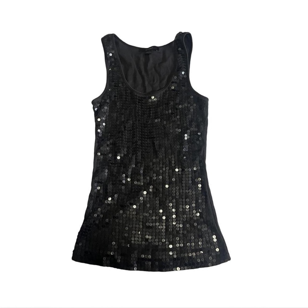 2000s black express sequin fitted tank top camisole